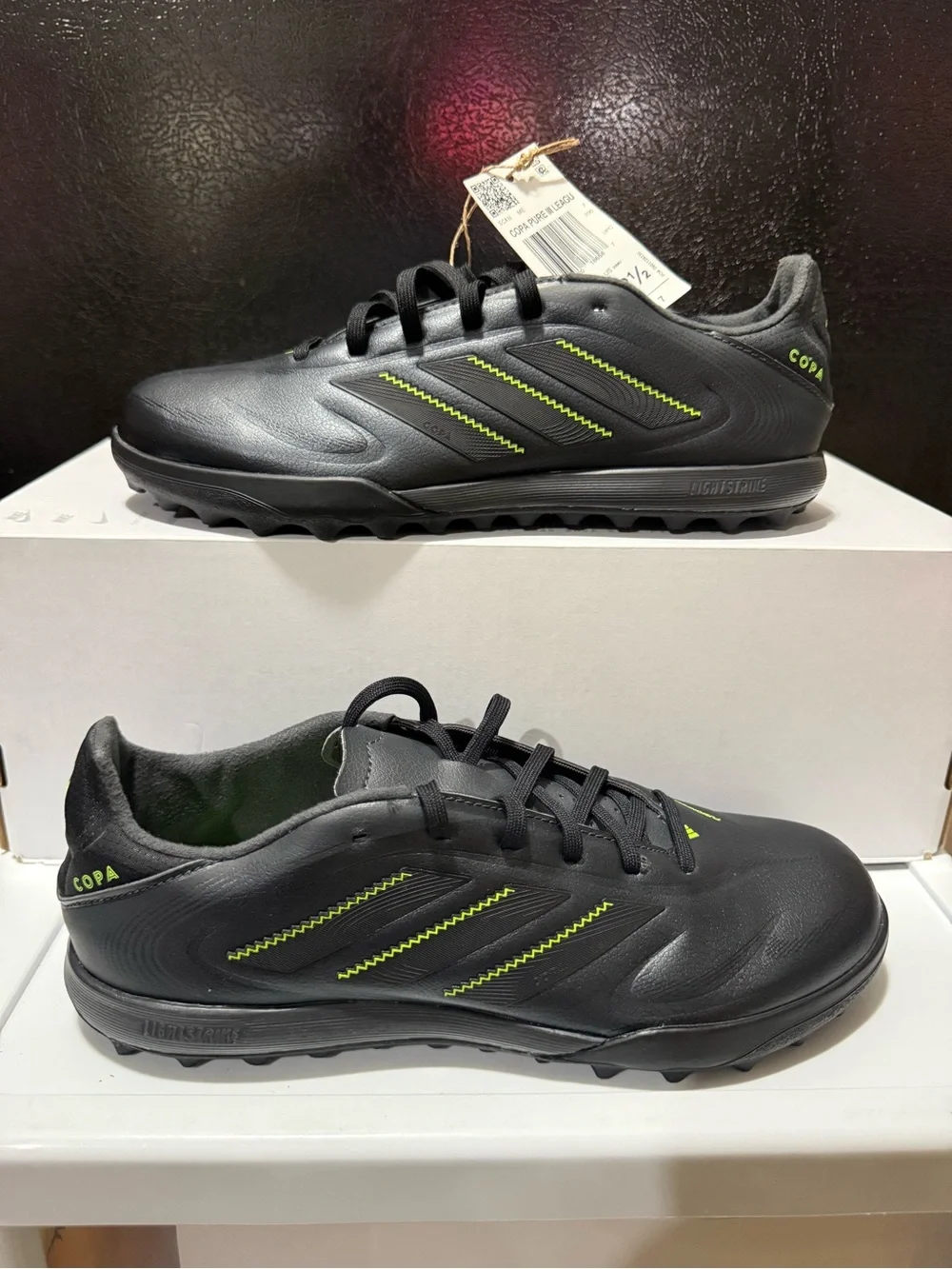 Adidas Copa Pure III League Turf Cleats Mens 7.5 Womens 8.5 Black Lemon JR2855